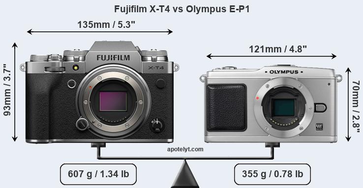 Size Fujifilm X-T4 vs Olympus E-P1
