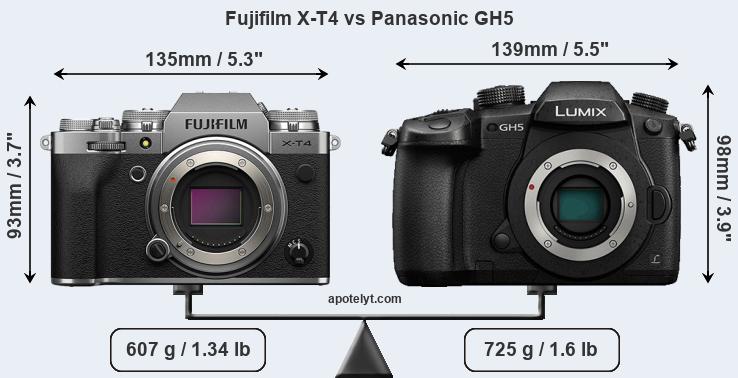 Size Fujifilm X-T4 vs Panasonic GH5