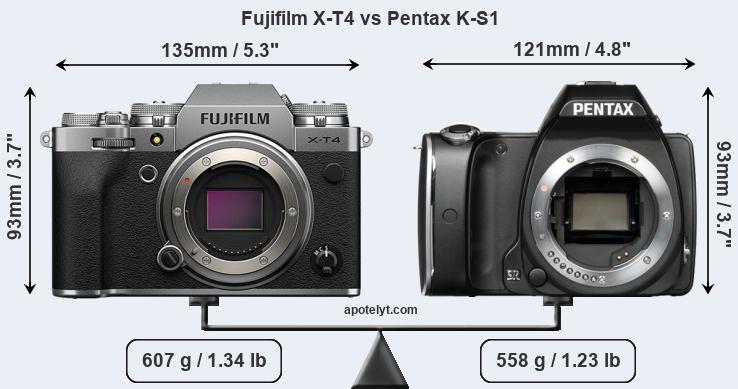 Size Fujifilm X-T4 vs Pentax K-S1