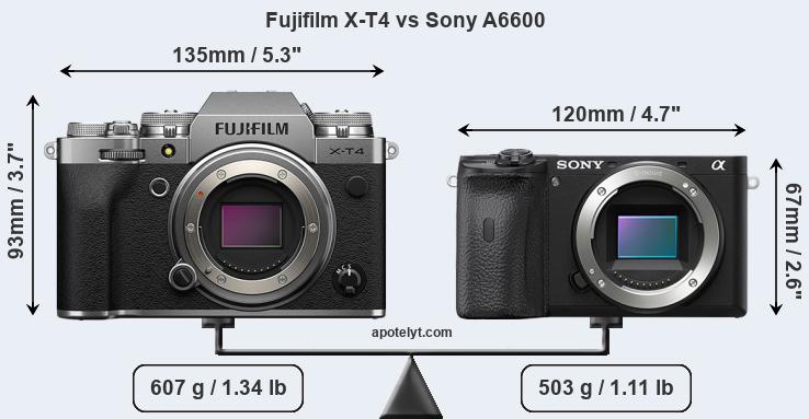 Size Fujifilm X-T4 vs Sony A6600