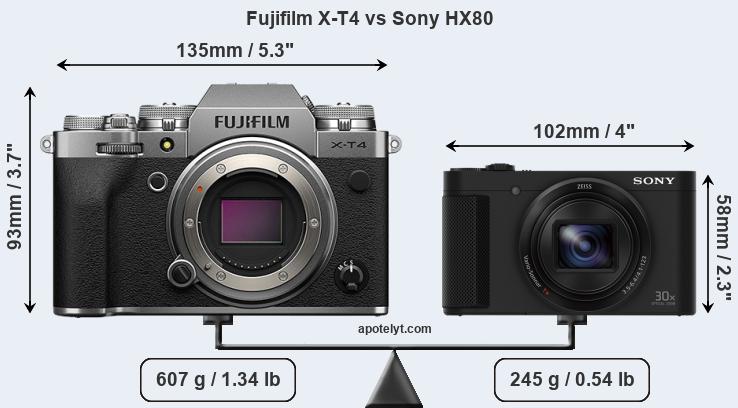 Size Fujifilm X-T4 vs Sony HX80