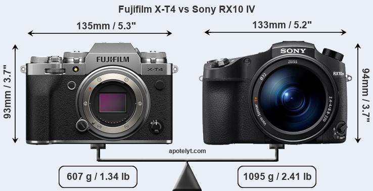 Size Fujifilm X-T4 vs Sony RX10 IV