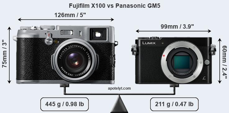 Size Fujifilm X100 vs Panasonic GM5