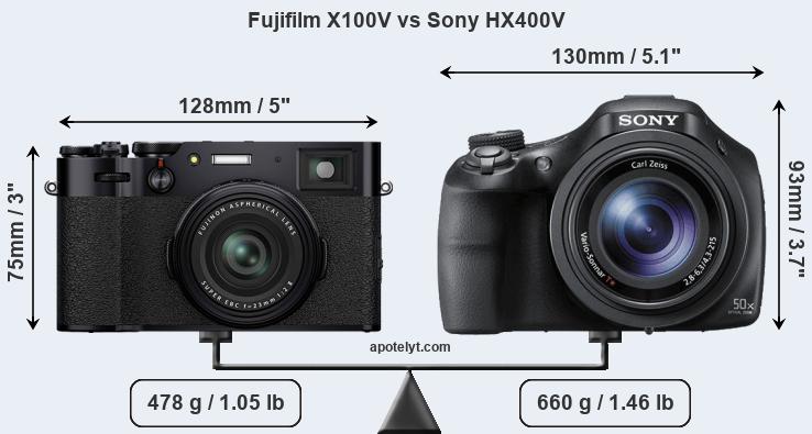 Size Fujifilm X100V vs Sony HX400V