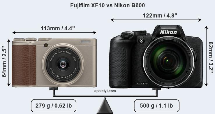 Size Fujifilm XF10 vs Nikon B600