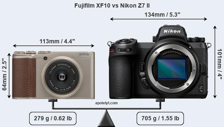 Size Fujifilm XF10 vs Nikon Z7 II