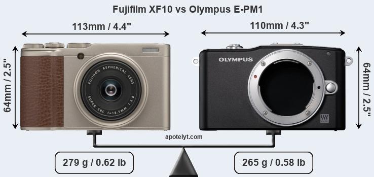 Size Fujifilm XF10 vs Olympus E-PM1