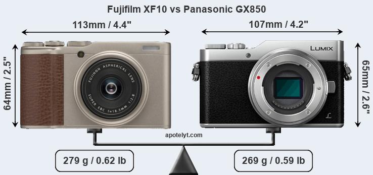 Size Fujifilm XF10 vs Panasonic GX850