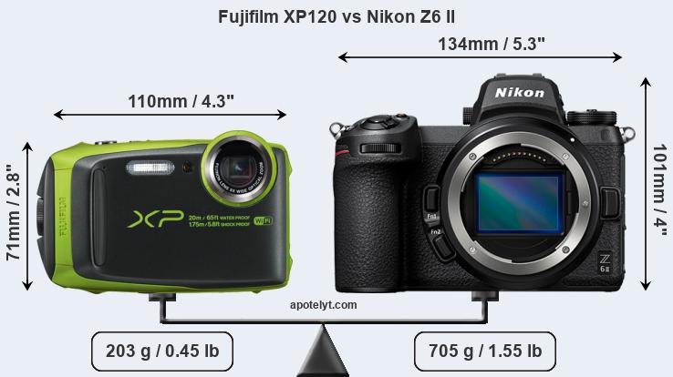 Size Fujifilm XP120 vs Nikon Z6 II