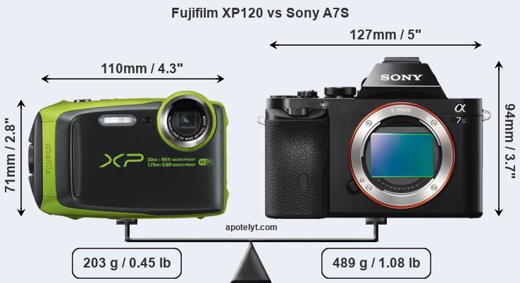 Size Fujifilm XP120 vs Sony A7S