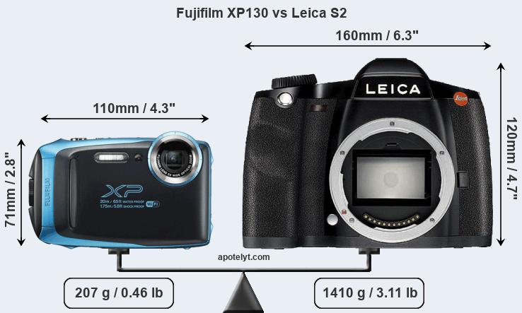 Size Fujifilm XP130 vs Leica S2