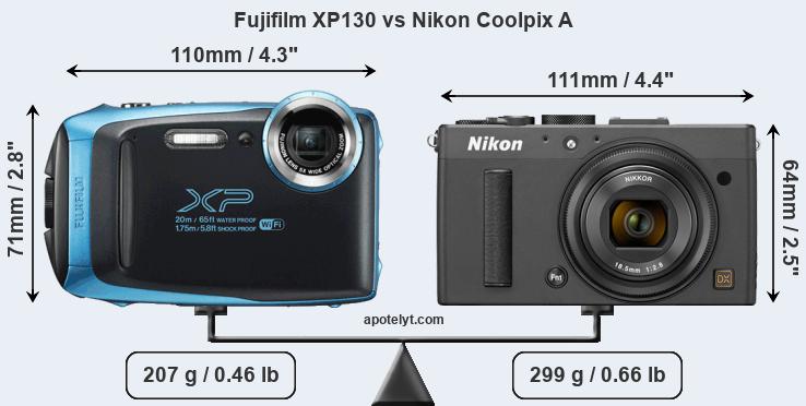 Size Fujifilm XP130 vs Nikon Coolpix A