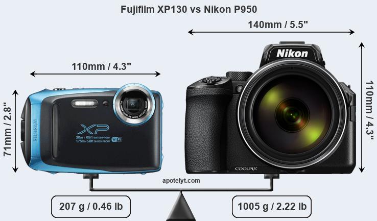 Size Fujifilm XP130 vs Nikon P950