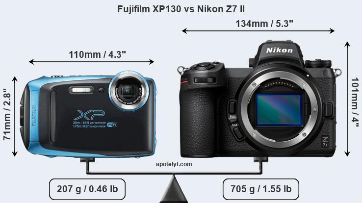 Size Fujifilm XP130 vs Nikon Z7 II