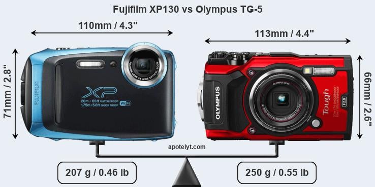 Size Fujifilm XP130 vs Olympus TG-5
