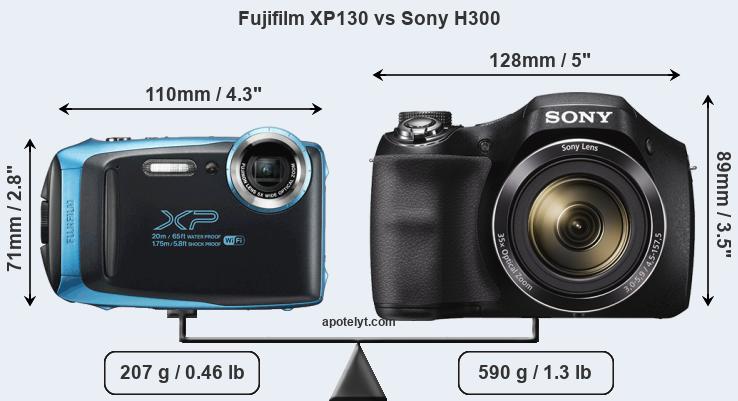 Size Fujifilm XP130 vs Sony H300
