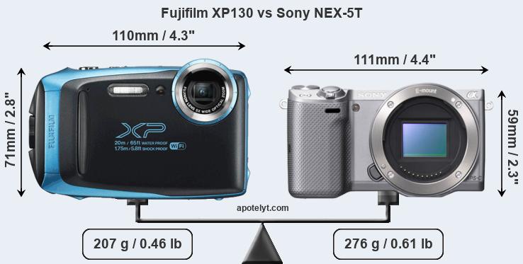 Size Fujifilm XP130 vs Sony NEX-5T