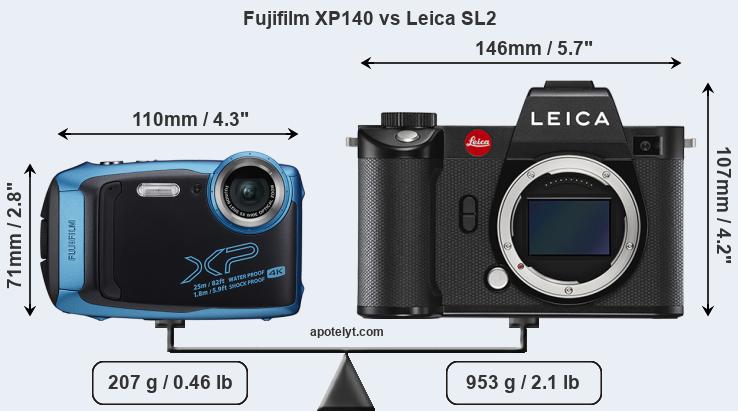 Size Fujifilm XP140 vs Leica SL2