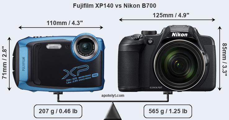 Size Fujifilm XP140 vs Nikon B700