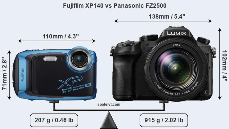 Size Fujifilm XP140 vs Panasonic FZ2500