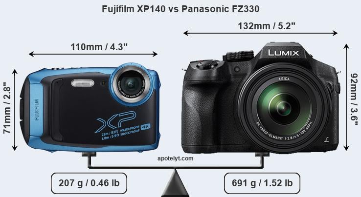 Size Fujifilm XP140 vs Panasonic FZ330