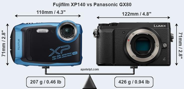 Size Fujifilm XP140 vs Panasonic GX80