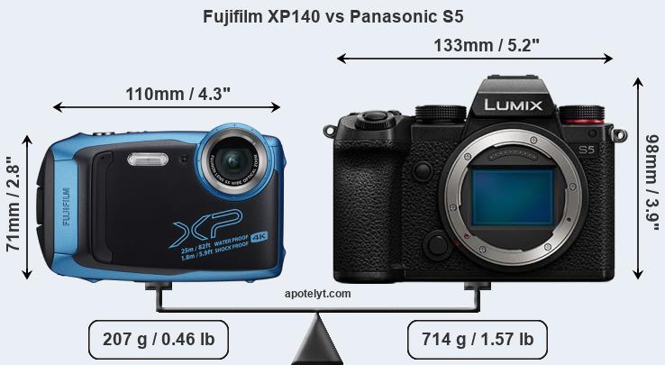 Size Fujifilm XP140 vs Panasonic S5