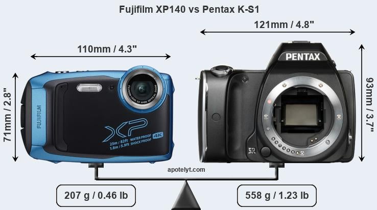Size Fujifilm XP140 vs Pentax K-S1