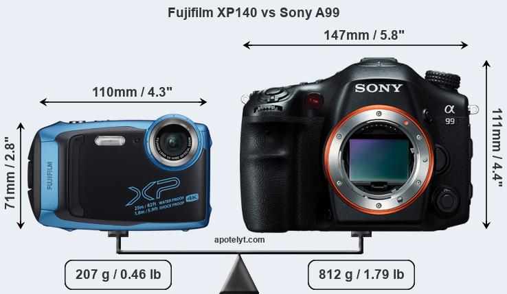 Size Fujifilm XP140 vs Sony A99