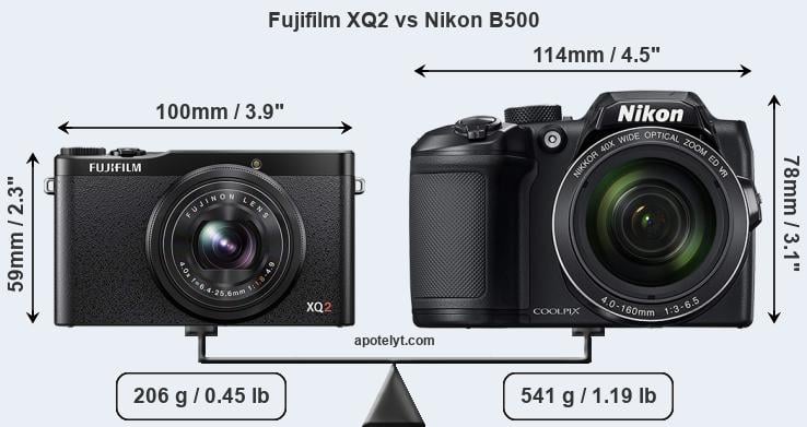 Size Fujifilm XQ2 vs Nikon B500