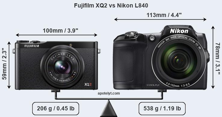 Size Fujifilm XQ2 vs Nikon L840