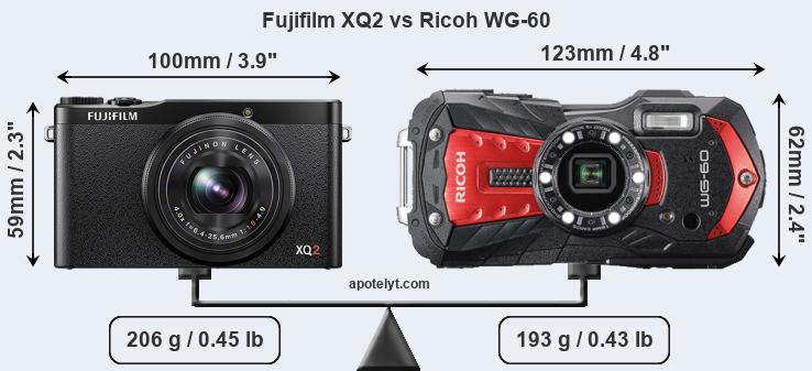 Size Fujifilm XQ2 vs Ricoh WG-60
