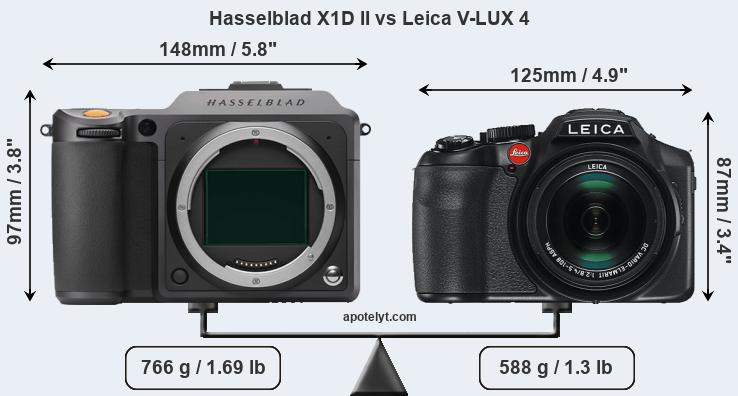 Size Hasselblad X1D II vs Leica V-LUX 4