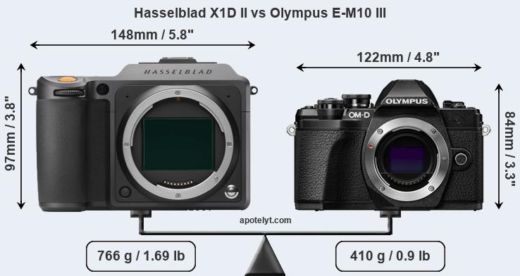 Size Hasselblad X1D II vs Olympus E-M10 III