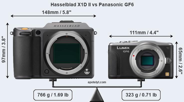 Size Hasselblad X1D II vs Panasonic GF6