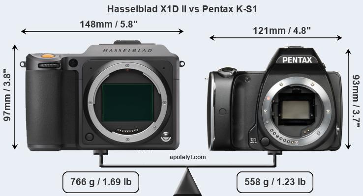 Size Hasselblad X1D II vs Pentax K-S1