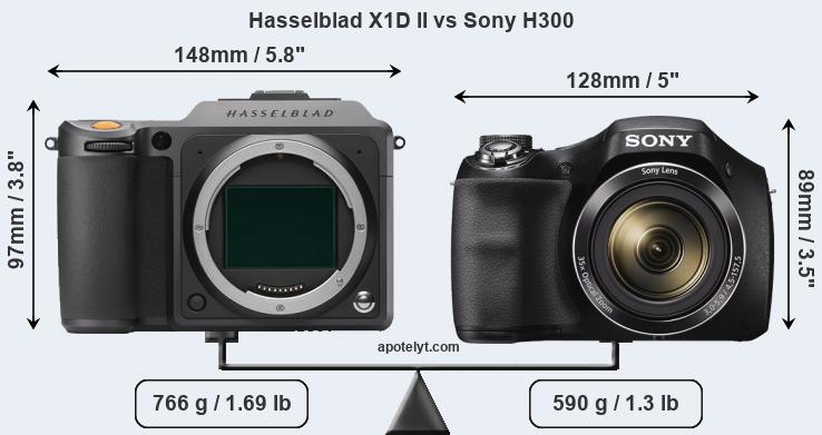 Size Hasselblad X1D II vs Sony H300