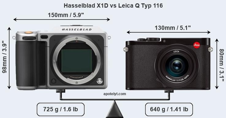 Size Hasselblad X1D vs Leica Q Typ 116
