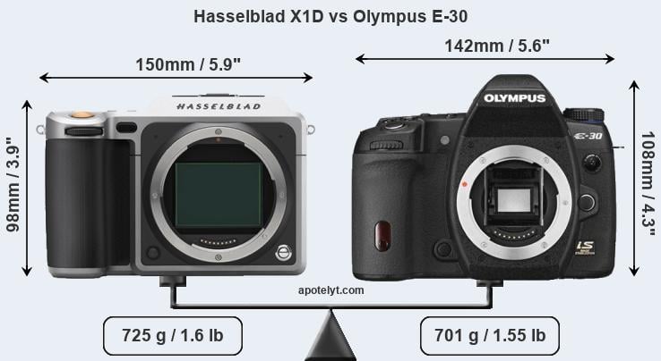 Size Hasselblad X1D vs Olympus E-30
