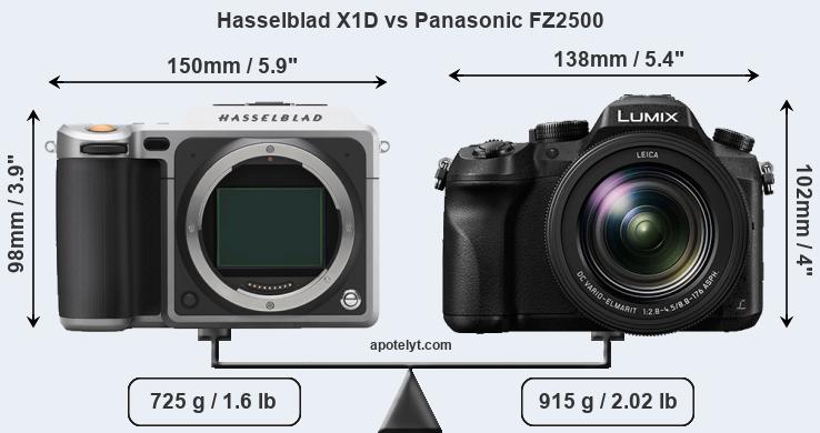 Size Hasselblad X1D vs Panasonic FZ2500