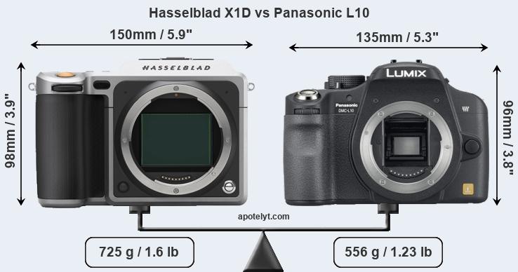 Size Hasselblad X1D vs Panasonic L10