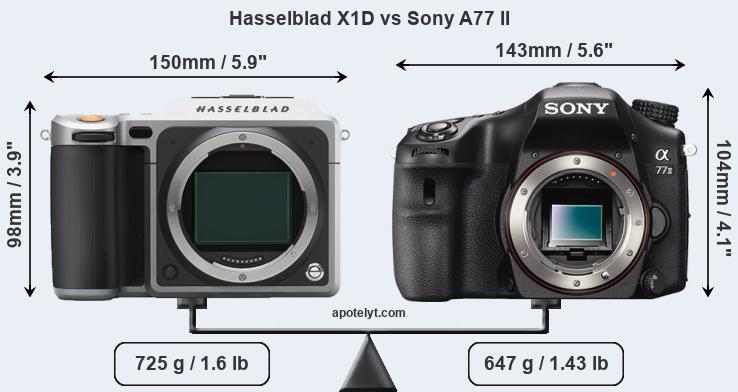 Size Hasselblad X1D vs Sony A77 II