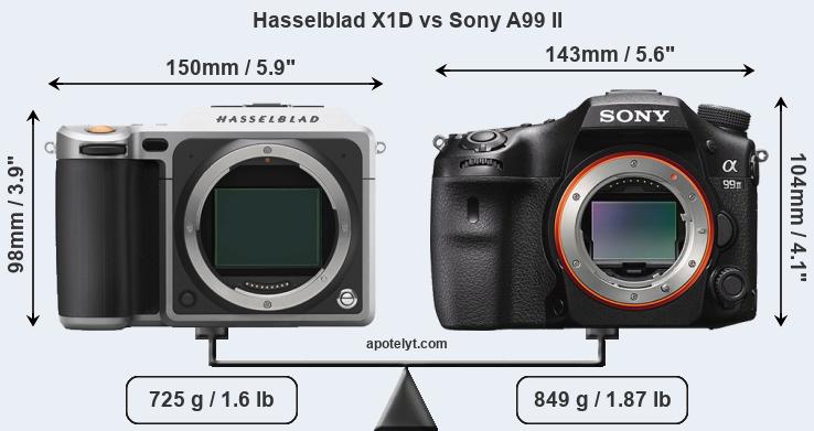 Size Hasselblad X1D vs Sony A99 II