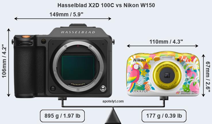 Size Hasselblad X2D 100C vs Nikon W150