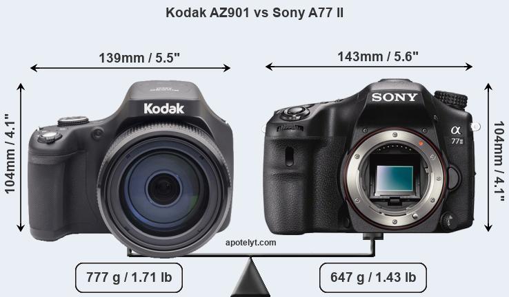 Size Kodak AZ901 vs Sony A77 II
