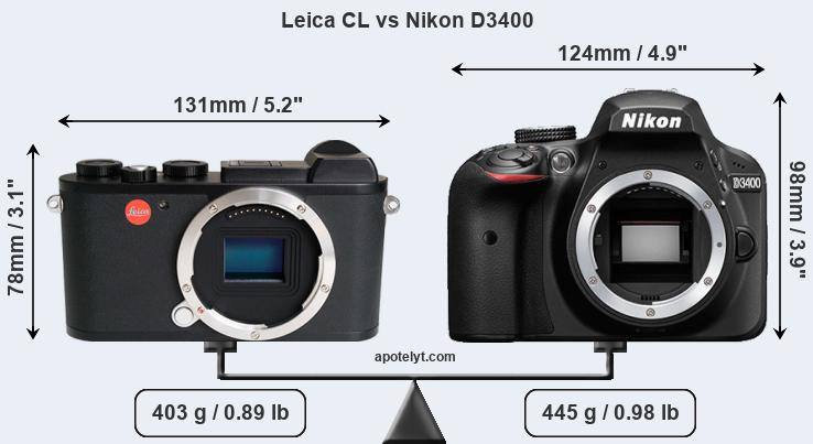 Size Leica CL vs Nikon D3400