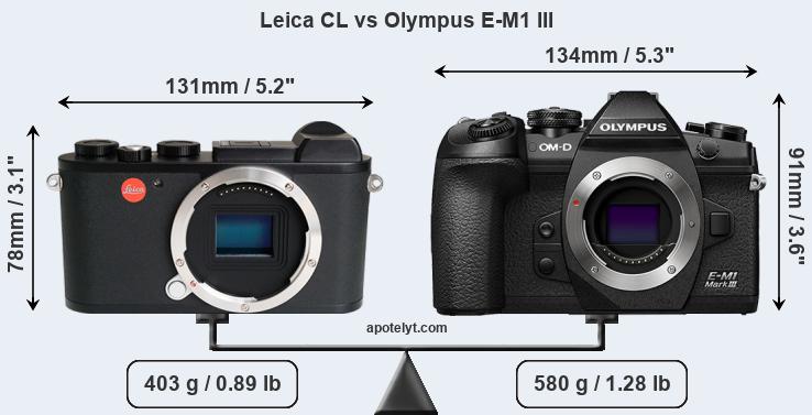 Size Leica CL vs Olympus E-M1 III