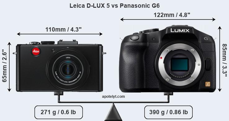 Size Leica D-LUX 5 vs Panasonic G6