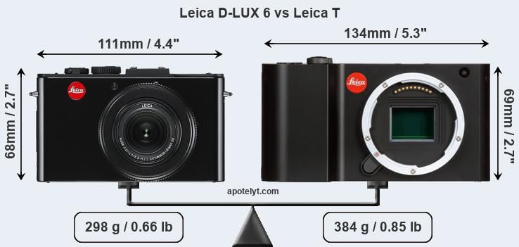Size Leica D-LUX 6 vs Leica T