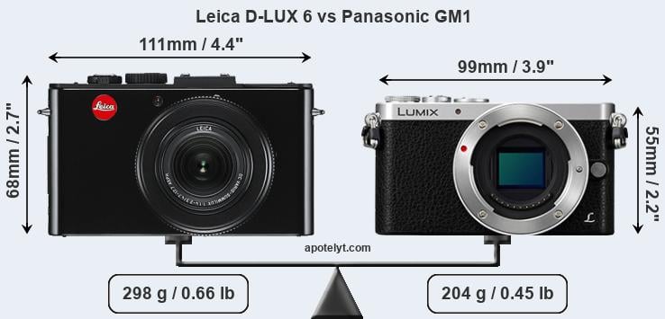 Size Leica D-LUX 6 vs Panasonic GM1